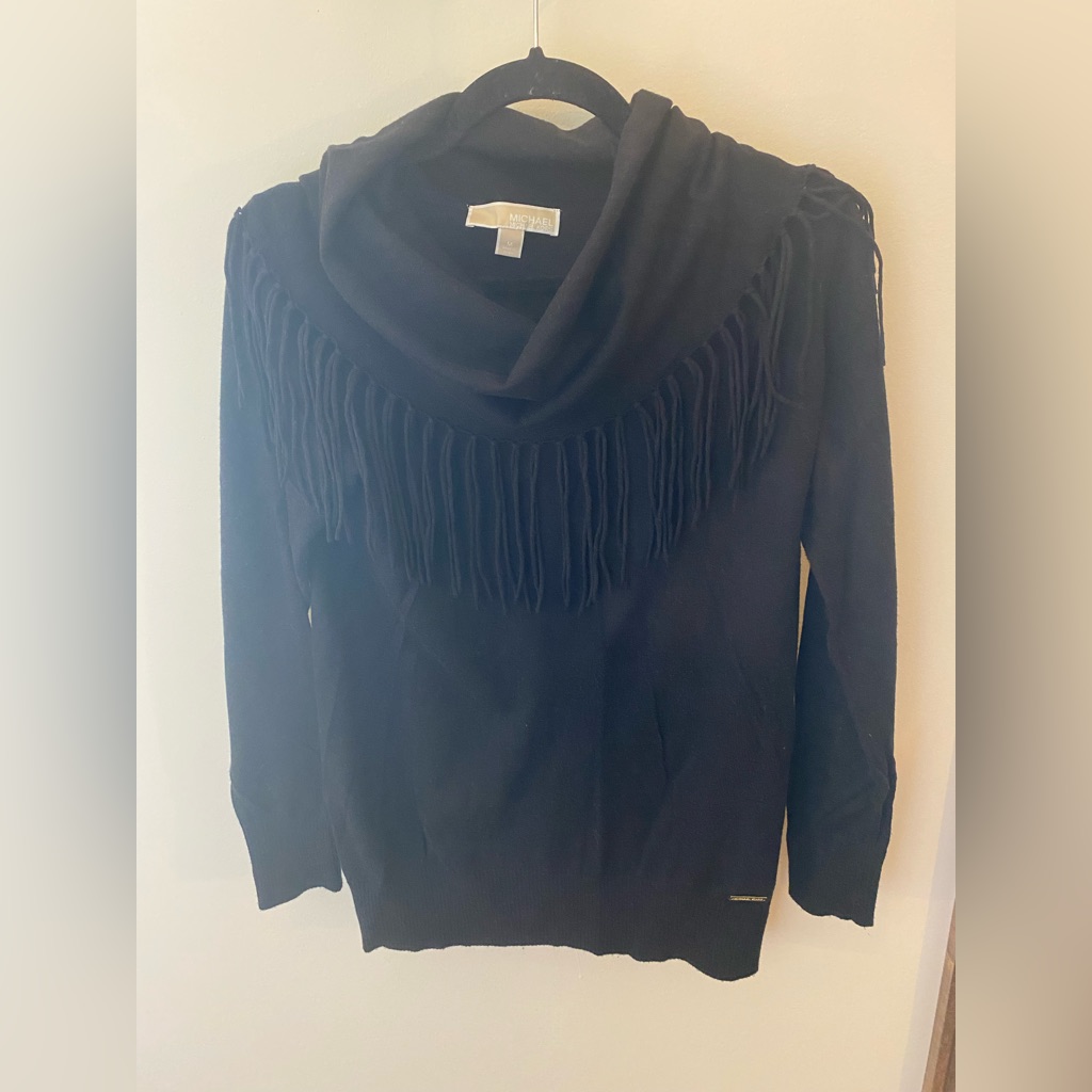 Michael Kors Cowl-Neck Fringed Sweater